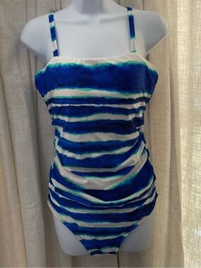 Ceeb Blue & White Stripe One-Piece Swimsuit - Size 16 - Supportive & Versatile